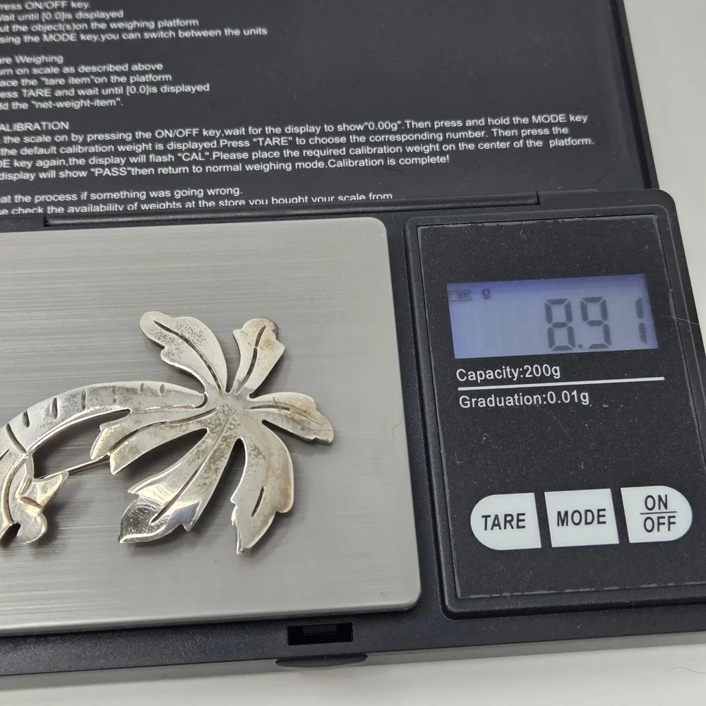Vintage TAXCO Mexico Sterling Silver 925 Palm Tree‎ TH-75 Pin Brooch 8.9g
